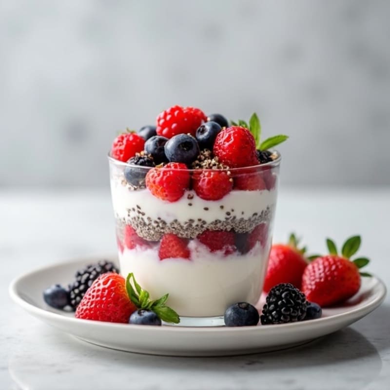 Greek Yogurt Parfait with Mixed Berries and Chia Seeds
