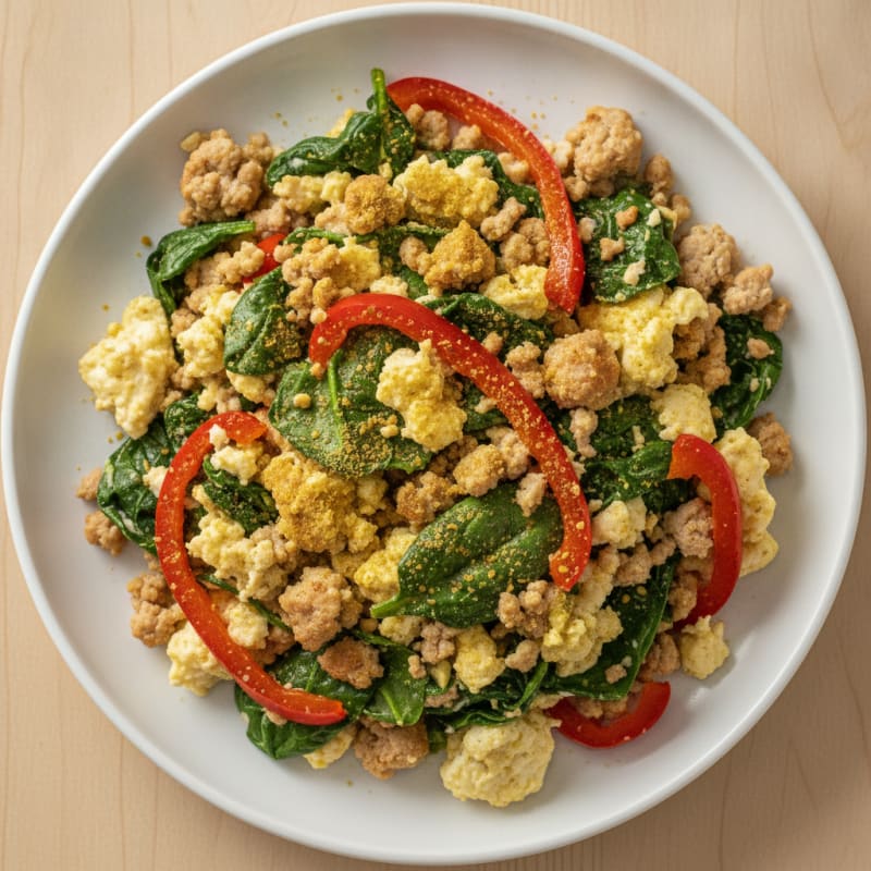 Egg White and Turkey Spinach Scramble