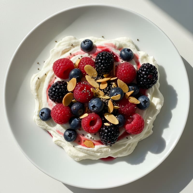 Silky Greek Yogurt Protein Pudding with Mixed Berries