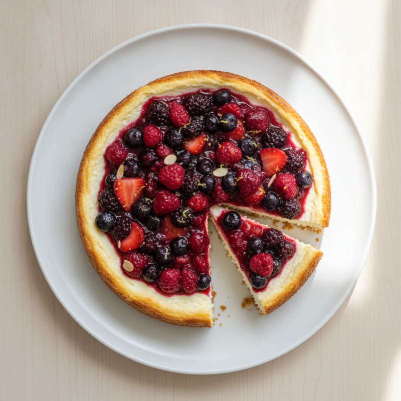 Cottage Cheese Protein Cheesecake with Mixed Berries