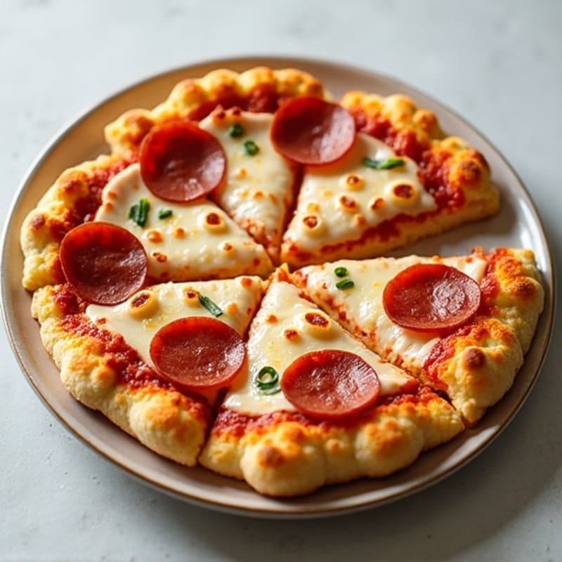 Cauliflower-Crust Pizza with Turkey Pepperoni and Melted Mozzarella