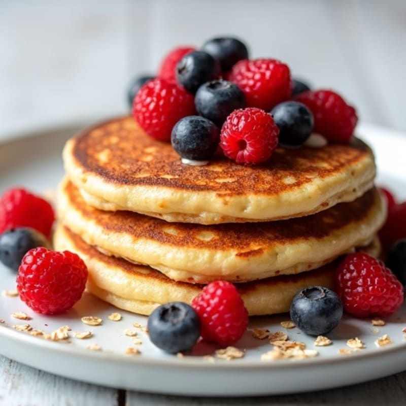 Cottage Cheese Protein Pancakes with Mixed Berries