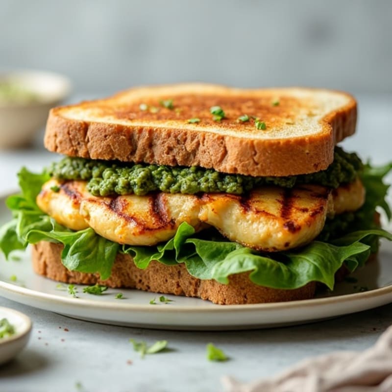 Herb-Pesto Grilled Chicken Sandwich with Fresh Greens