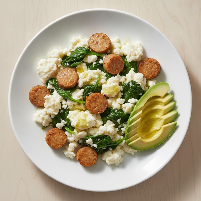 Egg White Scramble with Spinach and Turkey Sausage