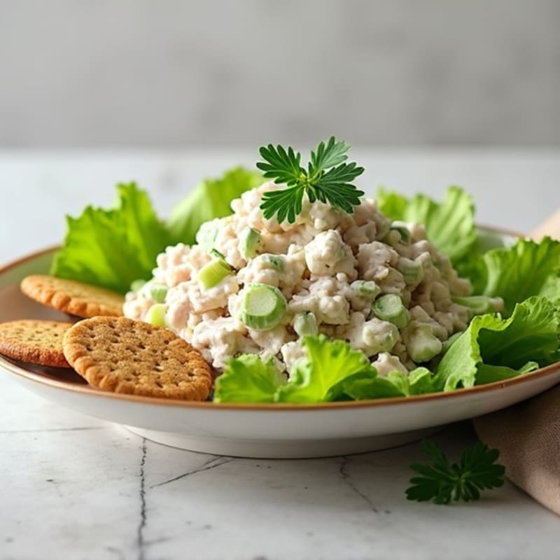 Creamy Herb Turkey Salad with Crunchy Celery and Whole-Grain Crackers
