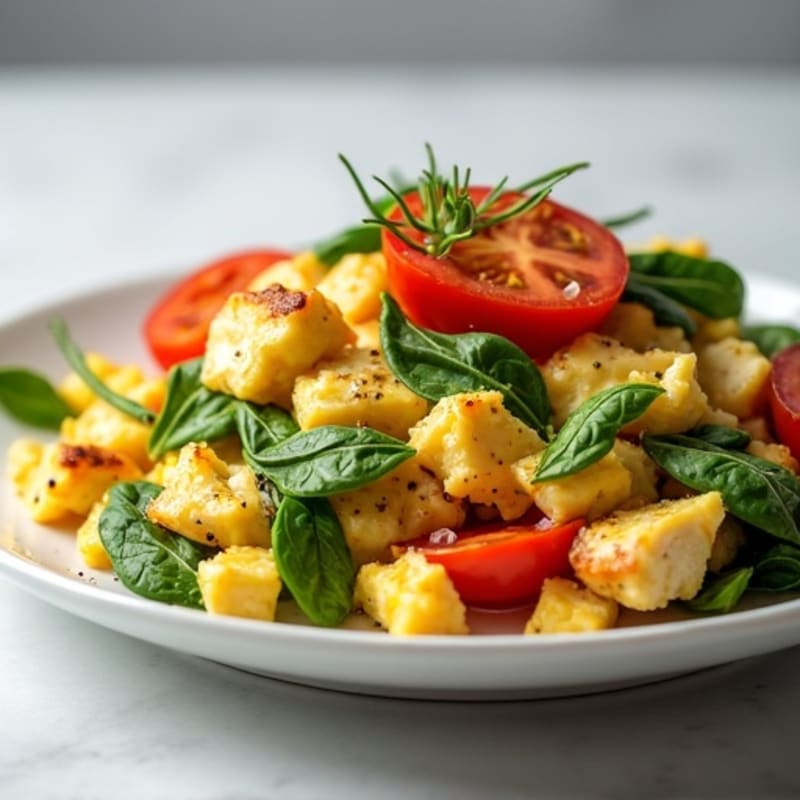 Chicken Egg White Scramble with Spinach and Tomatoes