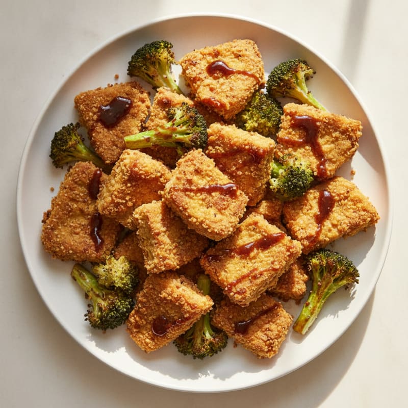 Crispy Baked Tempeh with Roasted Broccoli