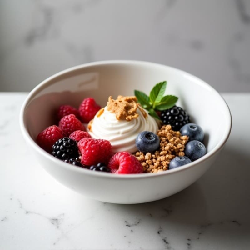 Greek Yogurt Protein Bowl with Mixed Berries and Almond Butter