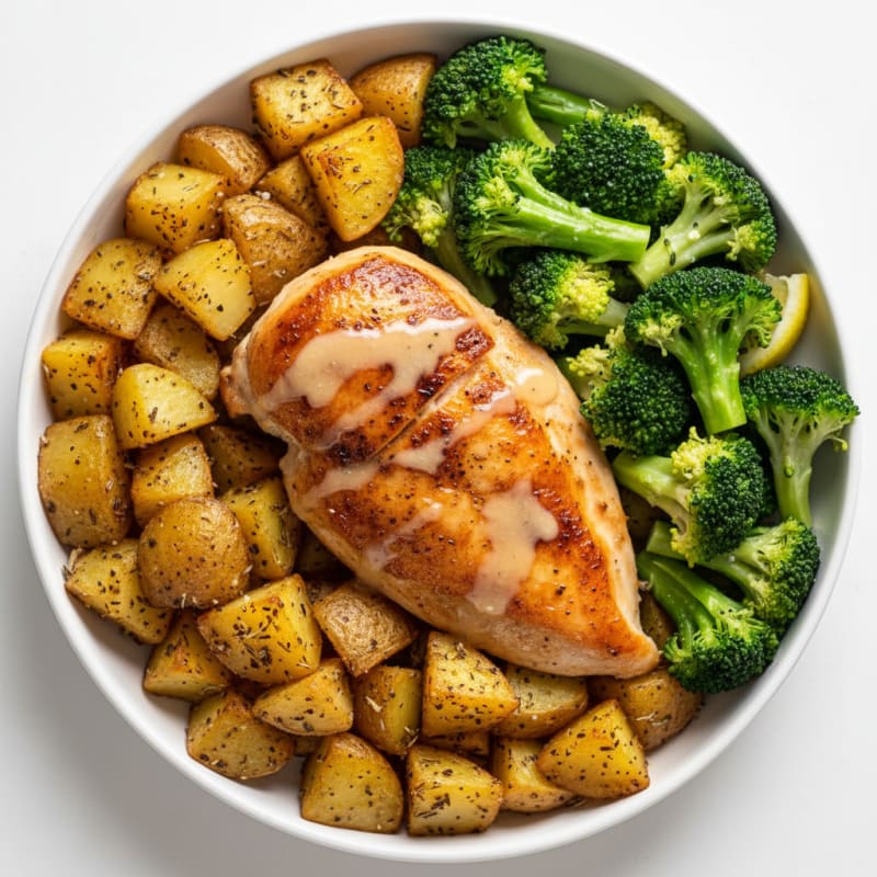 Crispy Roasted Chicken with Herbed Potatoes