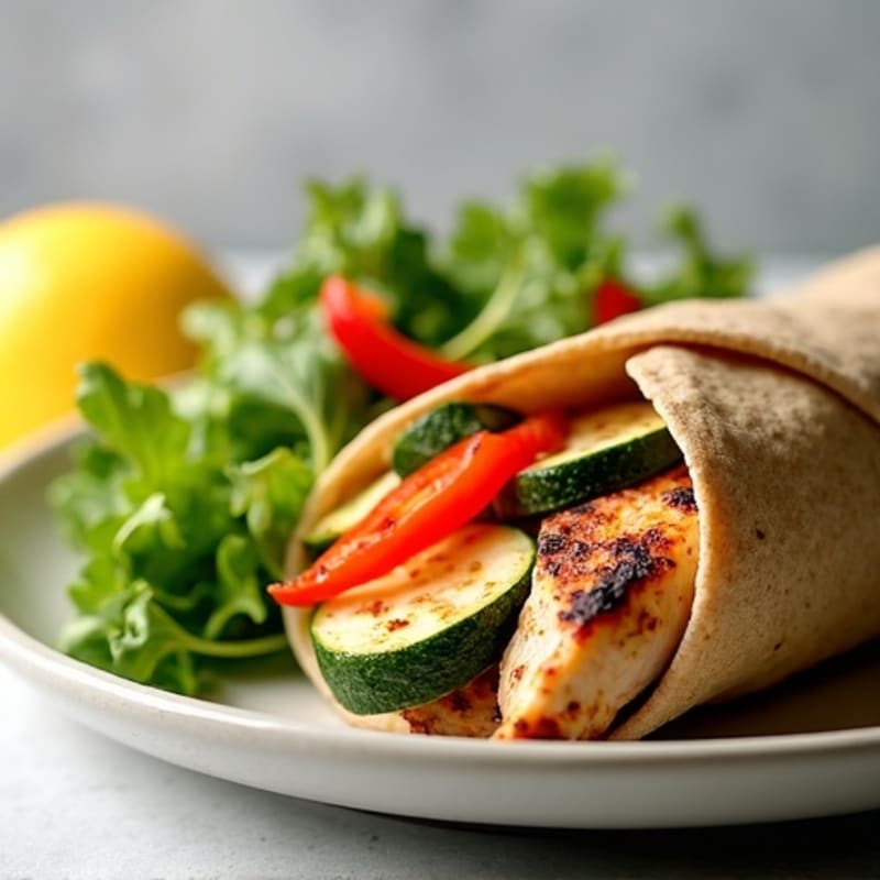 Grilled Chicken and Vegetable Wrap with Mixed Greens Salad