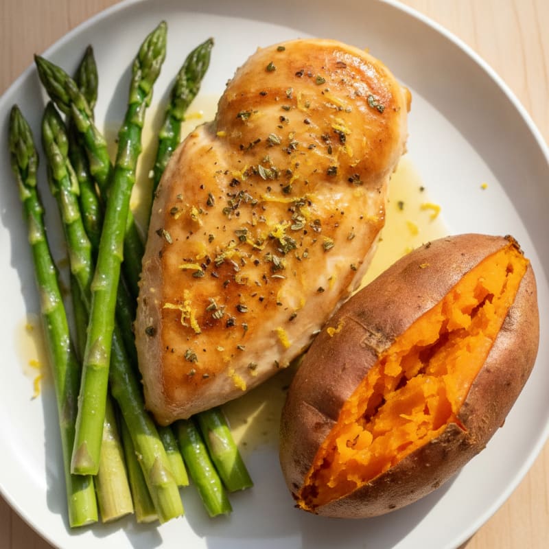 Lemon Herb Roasted Chicken with Asparagus