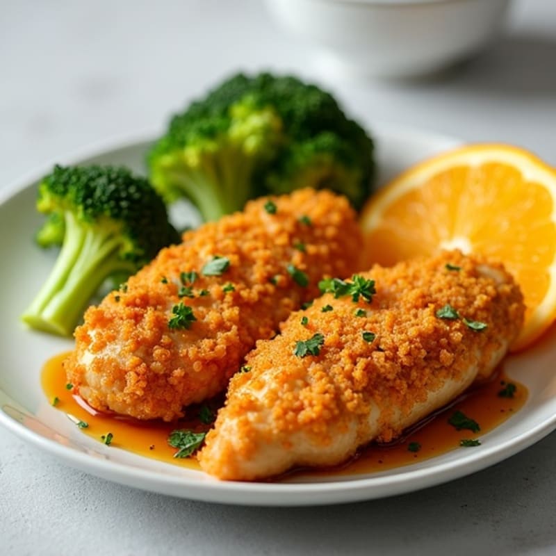 Crispy Baked Orange Chicken with Broccoli