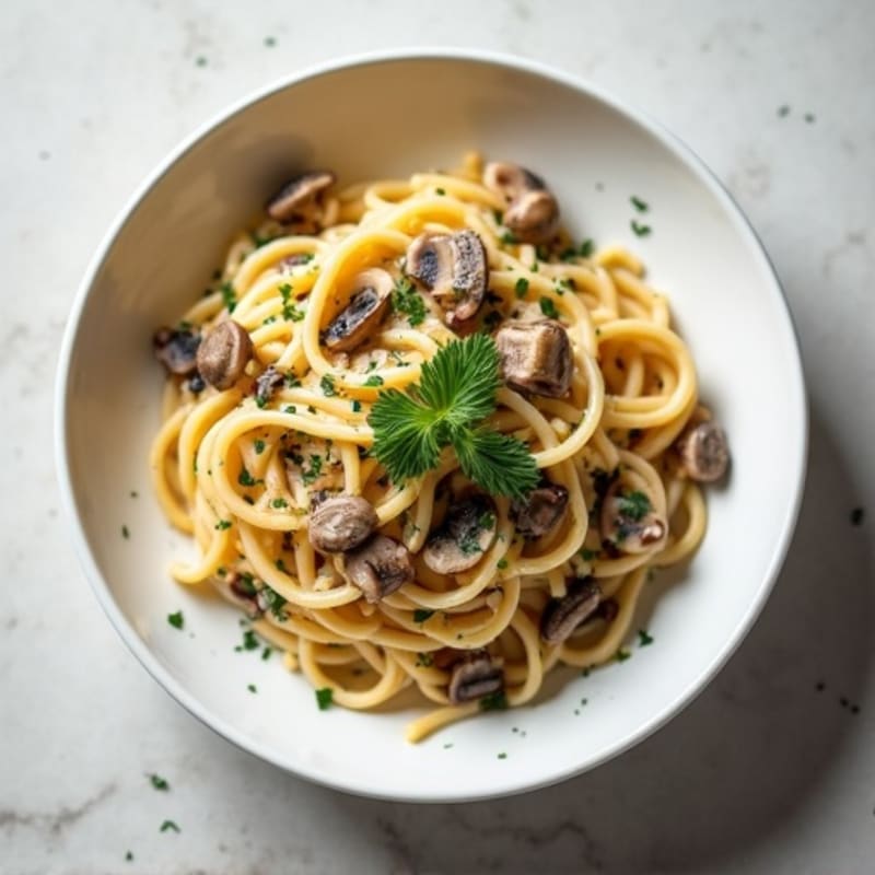 Creamy Garlic-Truffle Mushroom Linguine