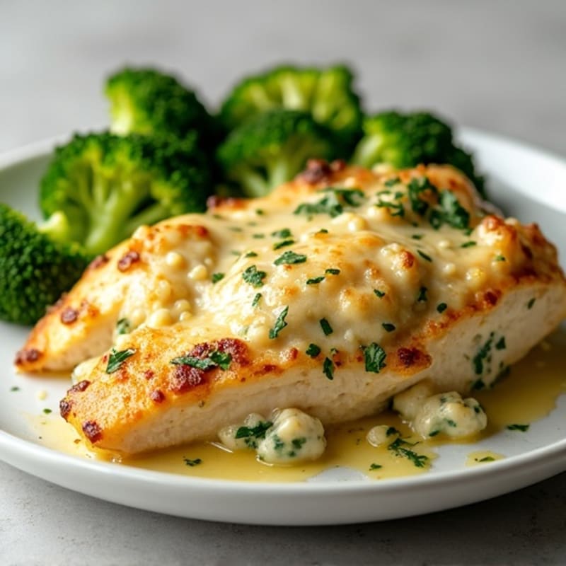 Creamy Herb Chicken and Ricotta Bake with Roasted Broccoli