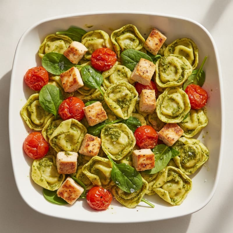 Cheese Tortellini with Pesto Sauce