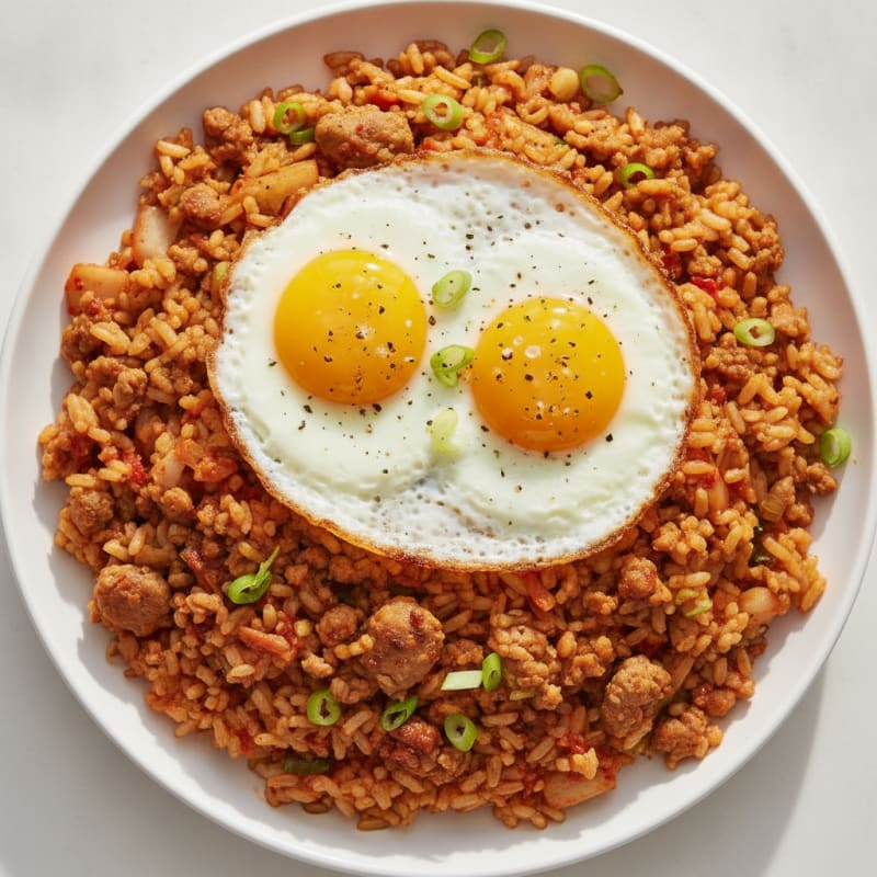 Kimchi Fried Rice with Fried Egg