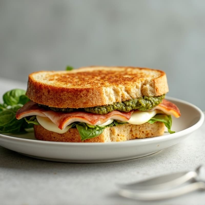 Crispy Whole Grain Turkey Pesto Panini