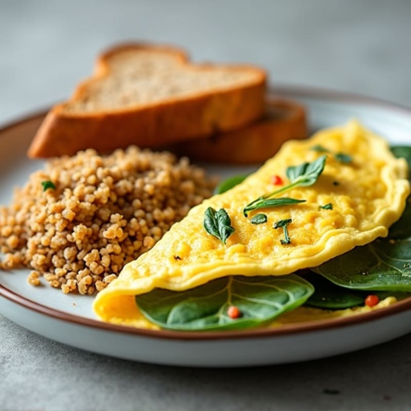 Egg White Spinach Omelette with Grilled Turkey Breast