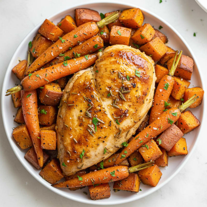 Tender Herb-Roasted Chicken with Root Vegetables