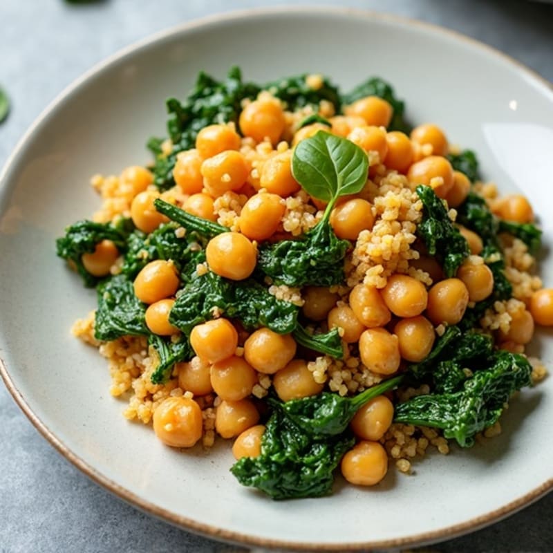Creamy Chickpea and Quinoa Skillet with Spinach