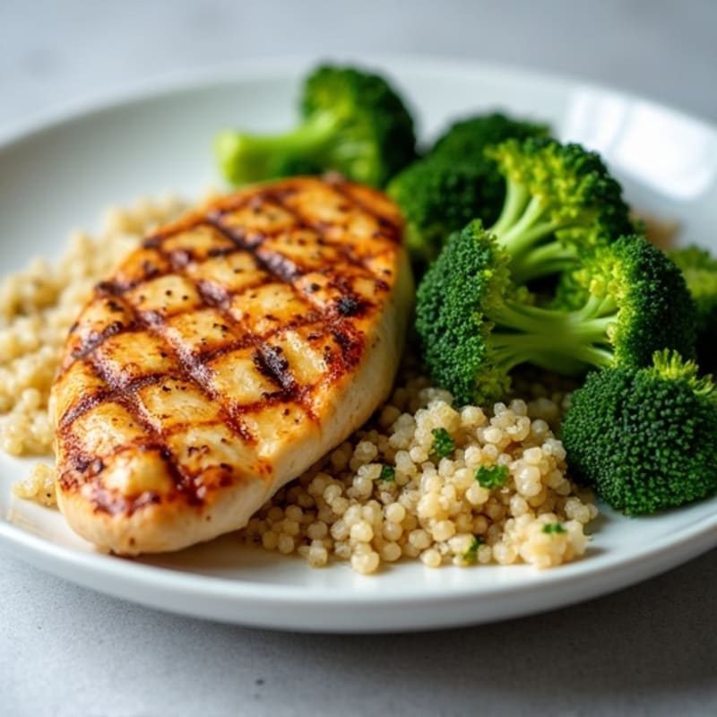 Grilled Chicken Breast with Quinoa and Steamed Broccoli