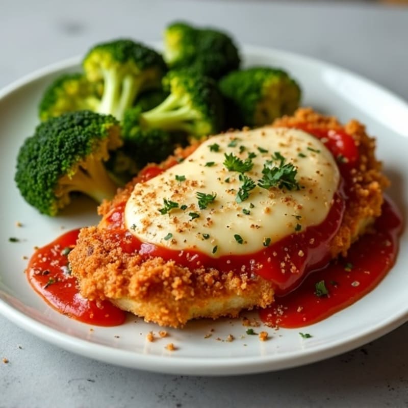 Crispy Baked Chicken Parm with Roasted Broccoli