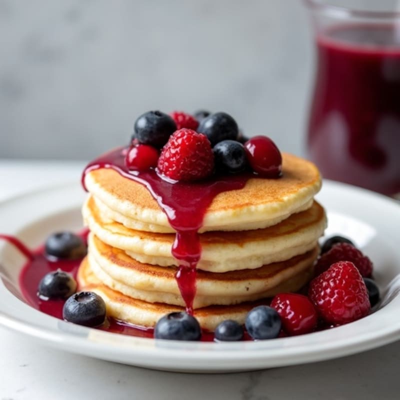 Fluffy Egg White Protein Pancakes with Berry Compote