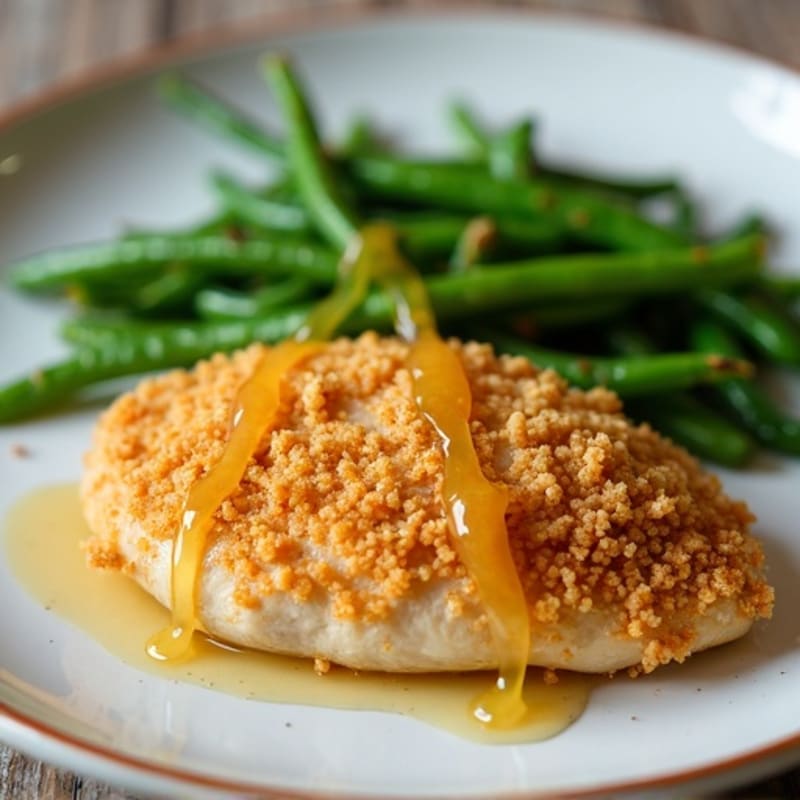 Crispy Honey Lemon Chicken with Roasted Green Beans