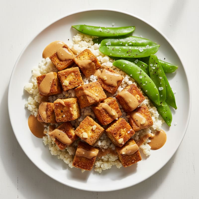 Crispy Baked Tofu with Peanut Sauce