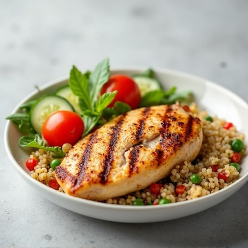 Grilled Chicken Breast with Crunchy Quinoa Salad