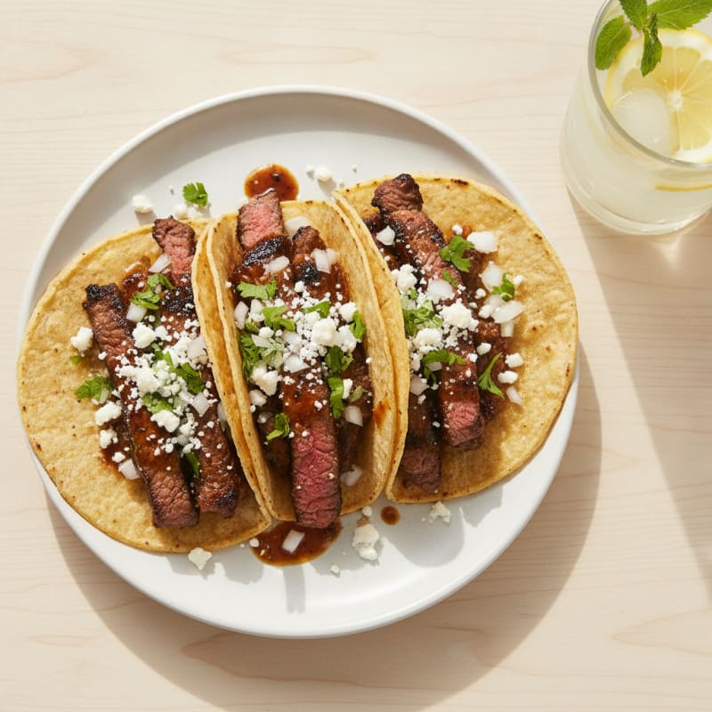 Carne Asada Tacos with Queso Fresco