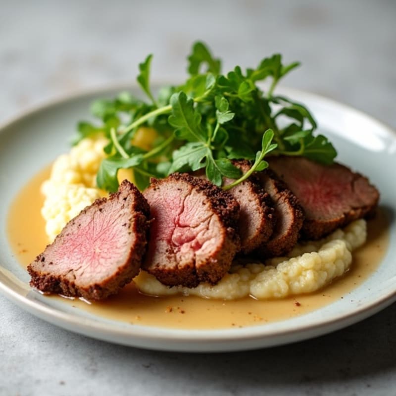 Cocoa-Rubbed Pork Tenderloin with Creamy Cauliflower Mash