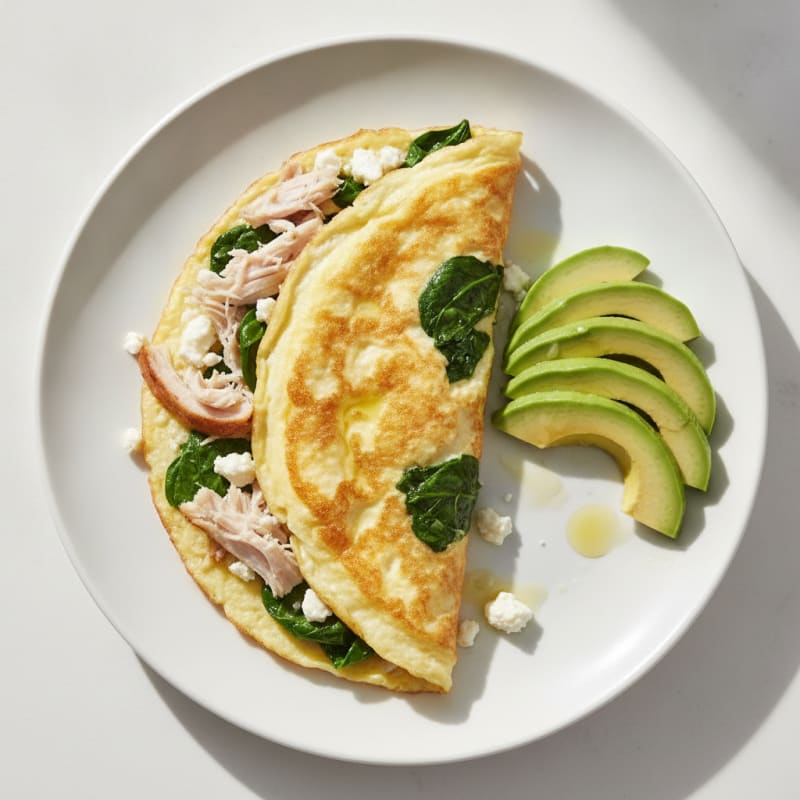 Egg White Omelet with Turkey, Spinach, and Feta