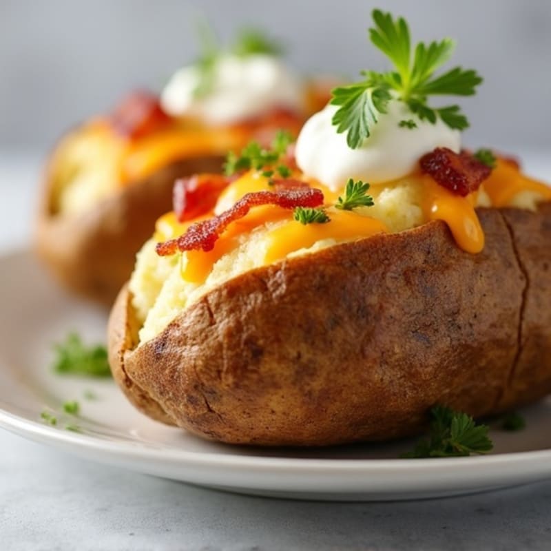 Twice-Baked Potatoes with Lean Bacon and Creamy Cheese