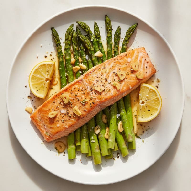 Garlic-Herb Roasted Salmon with Asparagus