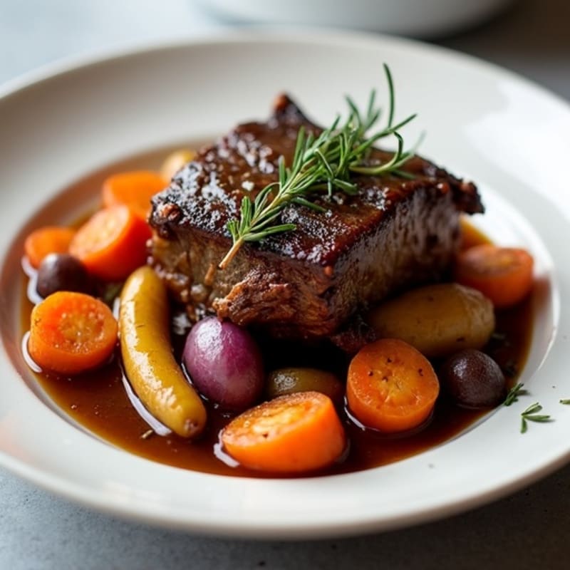 Slow-Braised Short Ribs with Roasted Root Vegetables