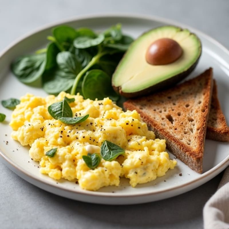 Egg White Scramble with Smoked Turkey and Sautéed Spinach