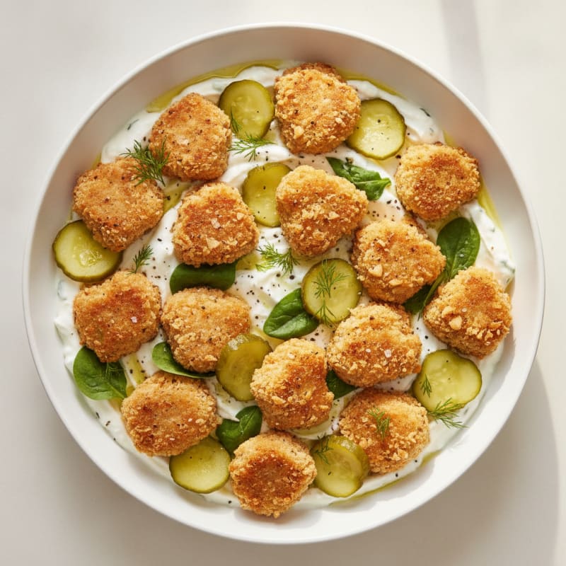 Savory Chicken Nugget and Pickle Yogurt Bowl