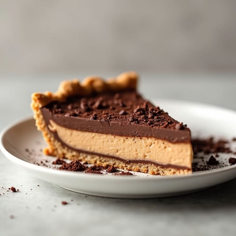 No-Bake Dark Chocolate Peanut Butter Protein Pie