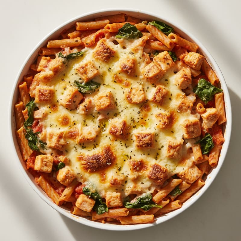 Creamy Baked Ziti with Golden Mozzarella Crust