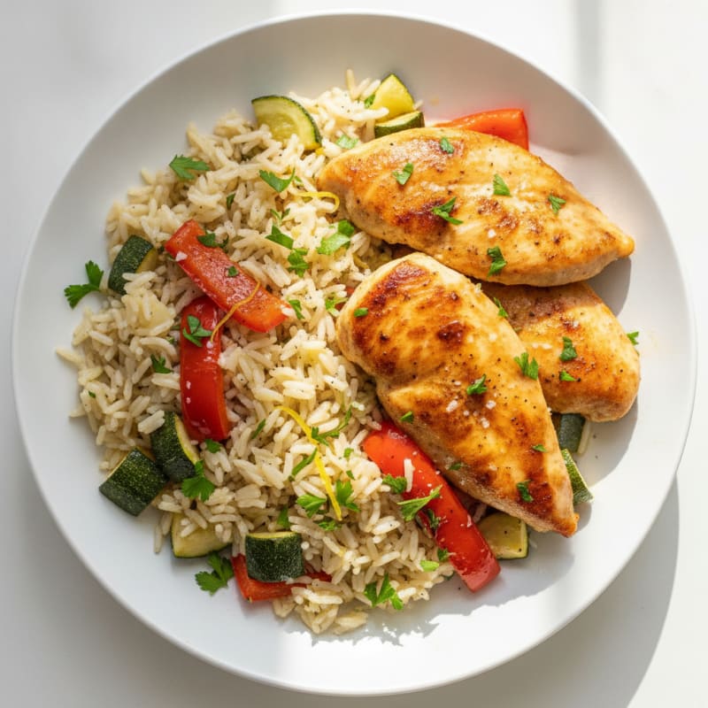 Lemon Herb Rice Pilaf with Roasted Vegetables