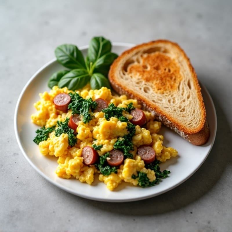 Egg White and Turkey Sausage Scramble with Spinach