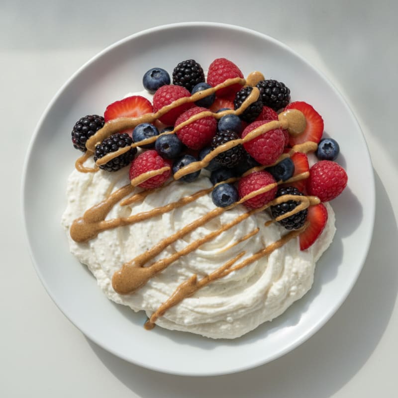 Greek Yogurt Protein Mousse with Mixed Berries