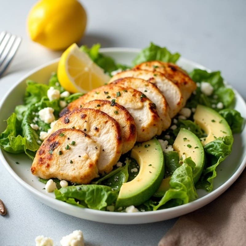 Grilled Chicken and Crispy Romaine Caesar Salad with Creamy Lemon-Garlic Dressing