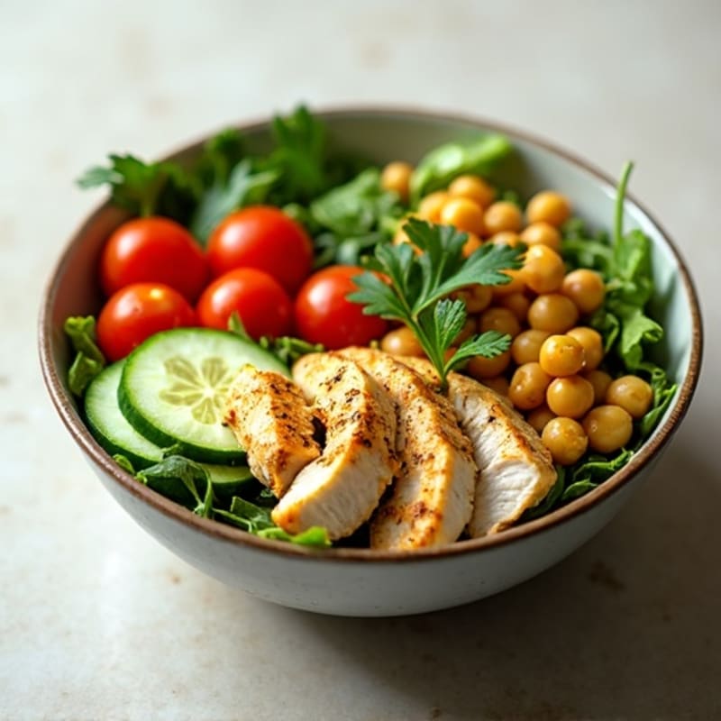 Crunchy Chickpea and Herb Chicken Bowl with Lemon-Tahini Dressing