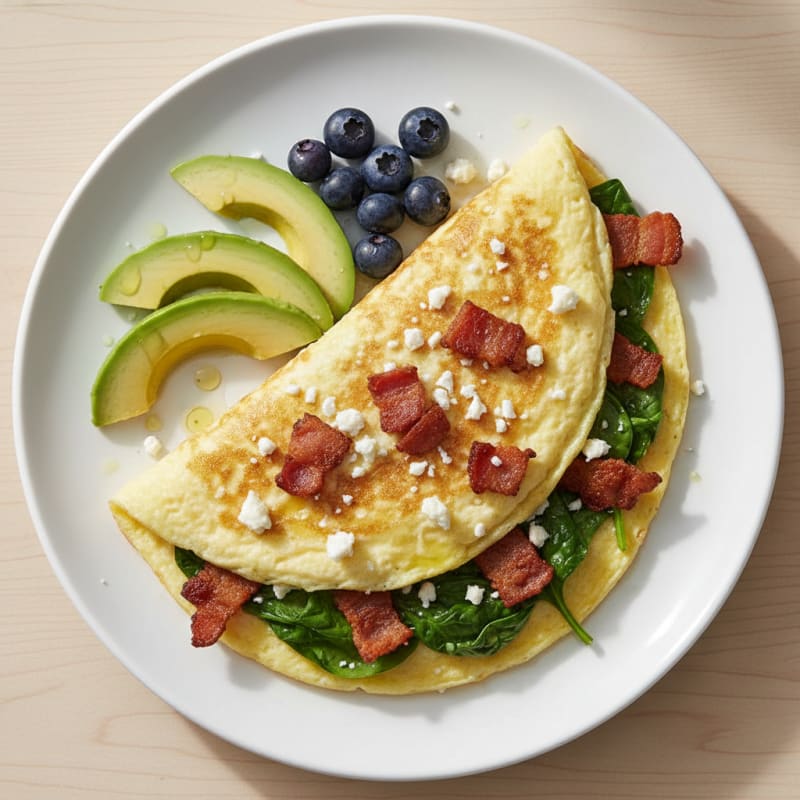 Egg White Omelette with Spinach and Turkey Bacon