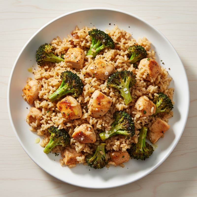 Roasted Broccoli and Chicken Rice Pilaf