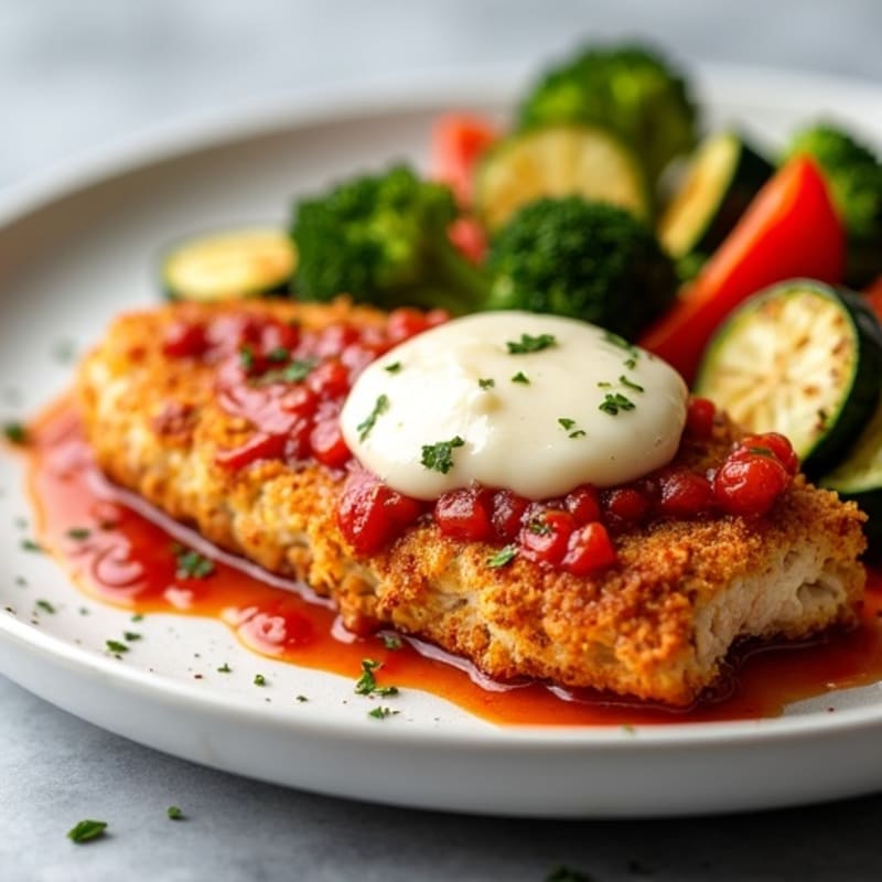 Healthy Crispy Chicken Parmesan with Roasted Vegetables