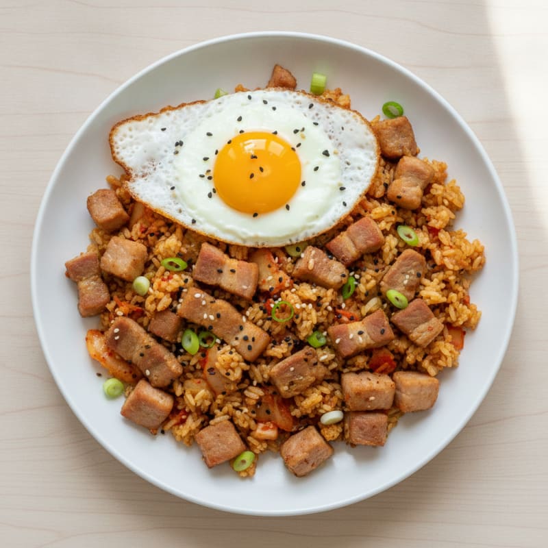 Kimchi Fried Rice with Pork Belly