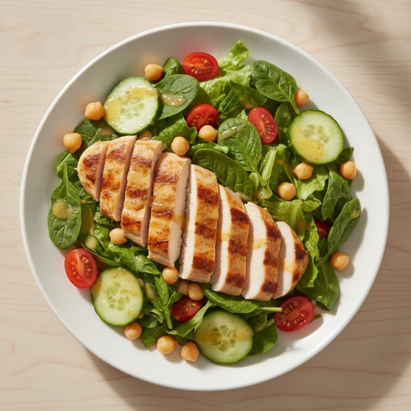 Grilled Chicken Breast Salad with Chickpeas and Lemon Vinaigrette